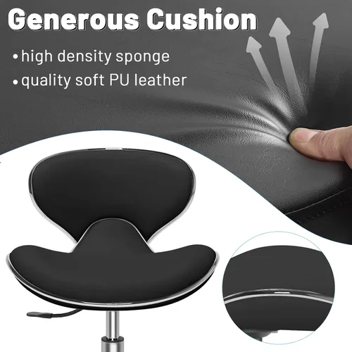 Miniatura 3 de Taburete enrollable ajustable multiusos con respaldo, barra de spa, silla de tatuaje para salón médico, silla con ruedas giratorias 360, resistente