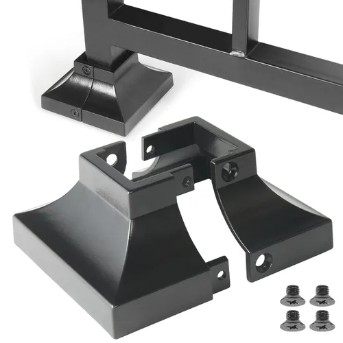 Miniatura 7 de 1 pieza Base de poste de cubierta de 2,5 cm de aluminio, falda de poste, pasamanos, escalera, base de barandilla de terraza y porche (negro)