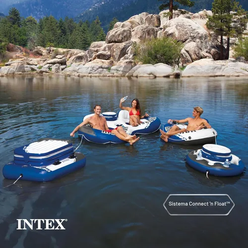Miniatura 6 de INTEX 58825EP River Run 1 Inflatable Floating Lounge: Comfortable Backrest – Built-in Cup Holders – Durable Grab Handles – All Around Grab Rope