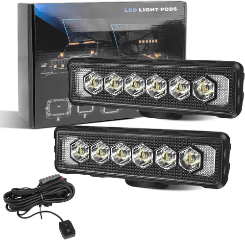 Miniatura 10 de 2 piezas de cápsulas LED de 4.5 pulgadas, 50 W, 4,550 lm, luces cúbicas con luz DRL ámbar, foco de conducción, luz de trabajo todoterreno, luces