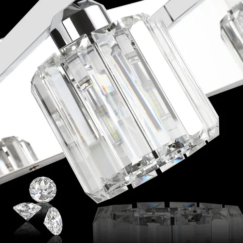 Miniatura 7 de Aipsun Lámpara de tocador de baño de cristal de acero inoxidable, moderna, 5 luces, accesorios de tocador de baño de cristal (no incluye bombilla)