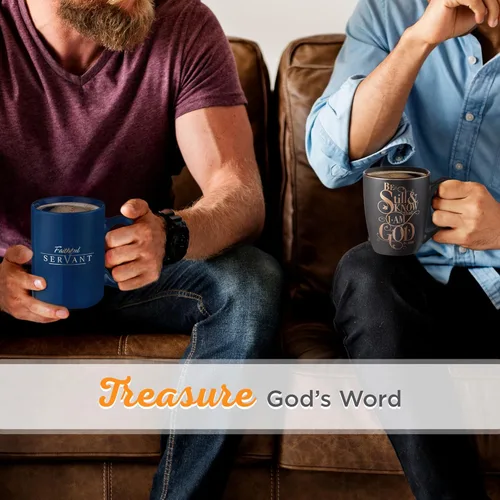 Miniatura 3 de Christian Art Gifts Taza de café de cerámica negra mate – 12 oz. Taza de café y té inspiradora sin plomo ni cadmio para hombres y mujeres