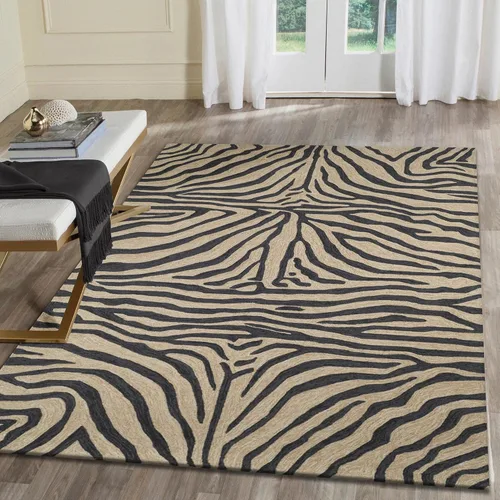 Miniatura 11 de Liora Manne Ravella - Alfombra duradera para interiores y exteriores, estabilizada a mano con rayos UV, tropical neutro, 5 pies x 7 pies 6 pulgadas