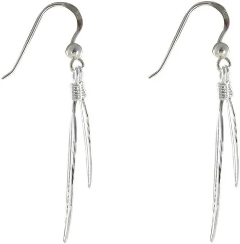 Miniatura 2 de Les Poulettes Jewels pendientes de plata de ley con formas de dos plumas.