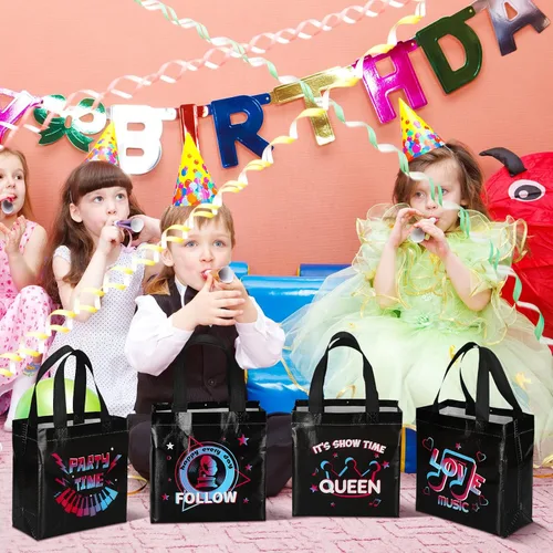 Miniatura 7 de Pinkunn 20 piezas de bolsas de regalo para fiesta musical, bolsas de regalo no tejidas, suministros para regalos temáticos para adolescentes, cajas