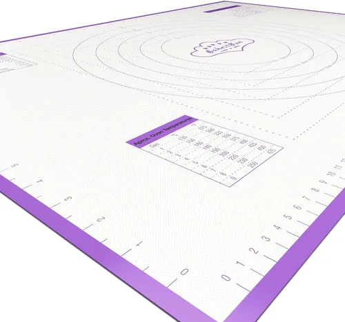 Miniatura 6 de Alfombrilla de silicona para repostería grande, alfombrilla antiadherente para amasar con marcas de medida en pulgadas y centímetros, cuadros