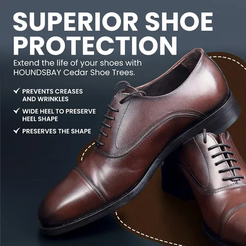 Miniatura 2 de HOUNDSBAY Paquete de 2 árboles de zapatos para hombres, estiradores de zapatos de madera para hombres, árboles de zapatos de cedro para hombres