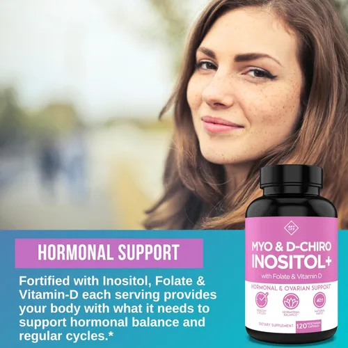 Miniatura 6 de Optify Paquete de suplemento de inositol - Mio-inositol, D-Chiro inositol, folato y vitamina D - Cápsula y polvo - Suministro para 60 días - Apoyo