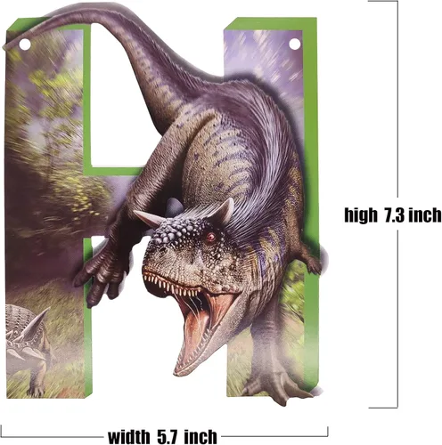 Miniatura 2 de Cartel de feliz cumpleaños de dinosaurio para niños, decoración de fiesta de cumpleaños con temática de dinosaurios, guirnalda de dinasores