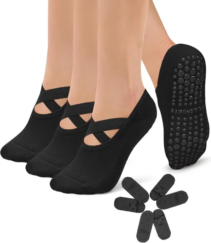 Miniatura 11 de Diu Life Paquete de 3 Calcetines de Pilates Yoga con Agarres para Mujeres, Antideslizantes, Entrenamiento, Pure Barre, Ballet, Danza, Calcetines