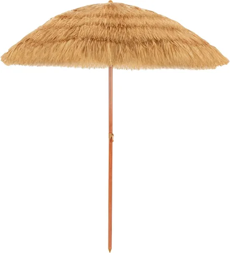 Miniatura 8 de Tangkula Sombrilla Tiki de patio de 6.5 pies, sombrilla de césped de polietileno de estilo hawaiano para exteriores con ajuste de inclinación, 8