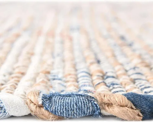Miniatura 5 de Unique Loom Chindi Jute Collection - Alfombra cuadrada de 7 pies y 1 pulgada, color azul marino