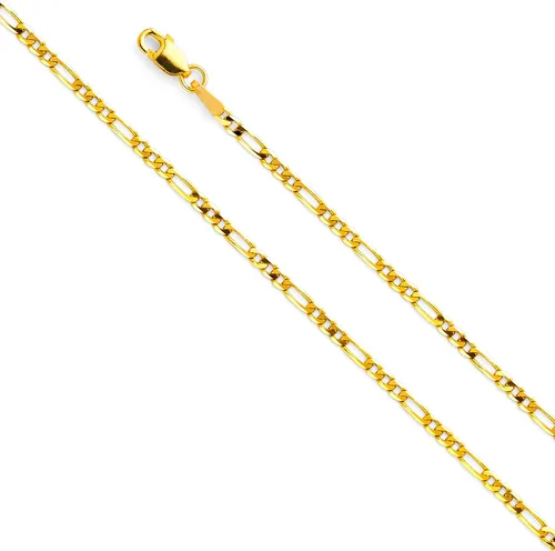 Miniatura 2 de Wellingsale Cadenas Figaro de oro macizo de 14 quilates (Seleccionar opciones)