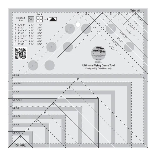 Creative Grids Ultimate Flying Geese - Regla de edredón para herramientas – CGRDH4 – Fabricado en Estados Unidos, 8-1/2 pulgadas x 8-1/2 pulgadas,