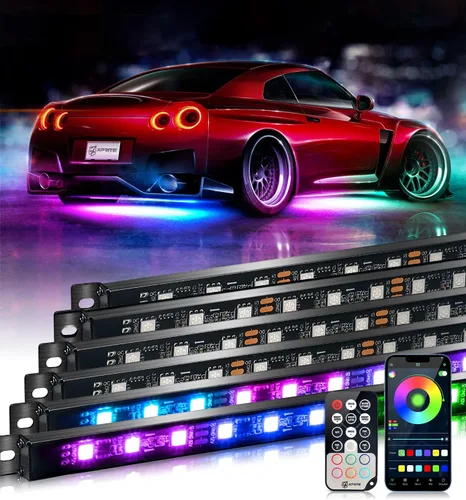 Xprite Dreamcolor - Barra de luz LED de aluminio para debajo de la carrocería, con Bluetooth, para persecución, baile, neón, barra de luz LED