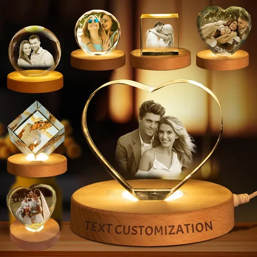 Miniatura 18 de Regalo de foto de cristal 3D personalizada – Imagen personalizada para día del padre, cumpleaños, aniversario – Recuerdo para papá, parejas
