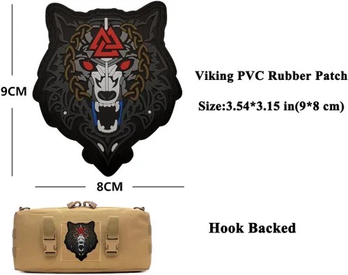 Miniatura 4 de AliPlus 16 parches vikingos – Vegvisir, Aegishjalmur, Valknut, lobo, cuervo, timón de asombro – Parche de PVC reflectante infrarrojo bordado