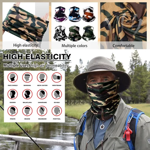 Miniatura 5 de Bufanda transpirable para el cuello, máscara facial para hombres y mujeres, senderismo, ciclismo, deportes, pesca, protección solar UV bandana
