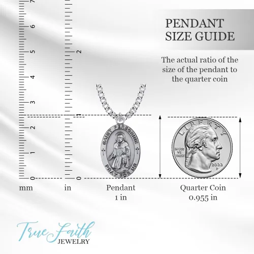 Miniatura 6 de True Faith Jewelry Collar de plata de ley con colgante de medalla de San Peregrino, joyería religiosa, 78 pulgadas, Plata esterlina, No es una