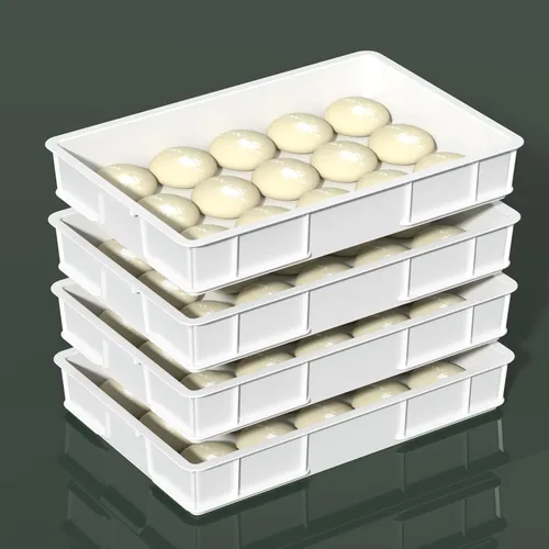 Miniatura 5 de Caja a prueba de masa, bandejas apilables comerciales para masa para pizza (23.75 x 16.25 x 3.8 pulgadas), color blanco, paquete de 4