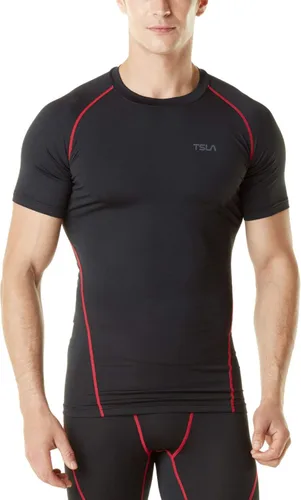 TSLA Camisas térmicas de compresión de manga corta para hombre, camiseta deportiva deportiva atlética, camiseta para correr con equipo de invierno