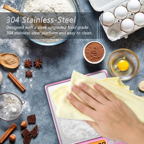 Miniatura 3 de Diyife - Báscula de alimentos de cocina de alta precisión de 0.00 oz, báscula digital portátil de 17.64 oz con pantalla LCD, tare, báscula Rosa