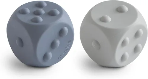mushie Juguete de silicona para prensar dados | Juego sensorial para bebés durante más de 10 meses (Tradewinds/Piedra)