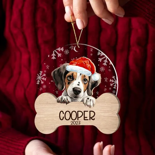 Miniatura 18 de Nazenti American Pit Bull Terrier Adorno de Navidad, adorno de perro fotográfico, adorno de perro personalizado, adornos de fotos de madera