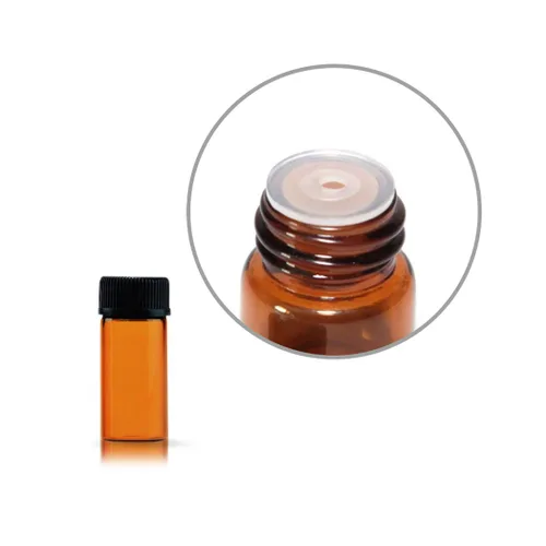 Miniatura 5 de Juego de 12 botellas de vidrio con tapa de rosca marrón, mini vial de aceite vacío (0.1 fl oz)
