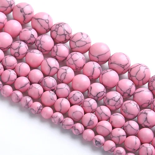 Miniatura 3 de 10MM 38 piezas cuentas espaciadoras sueltas de turquesa rosa para hacer joyas, pulseras, collares DIY Rosa turquesa