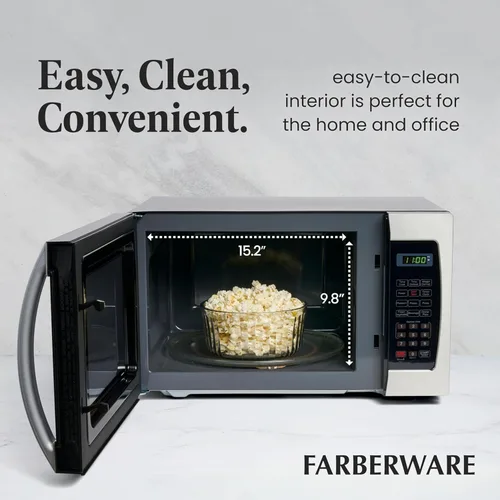 Miniatura 5 de Farberware - Horno microondas de encimera de 1.3 pies cúbicos – 1000 vatios de potencia, configuraciones de cocción automática, descongelación