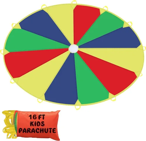 Miniatura 11 de Sonyabecca Juego de paracaídas para niños de 8 pies, 10 pies, 12 pies, 16 pies, 20 pies para 8 a 12 años, juego de fiesta para niños