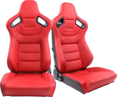 Miniatura 30 de FREEMOTOR802 Asientos universales para vehículos de carreras, asientos deportivos reclinables con deslizadores de doble bloqueo ajustables, 1 par