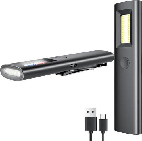 Linterna plana EDC recargable de mano profesional con haz verde, combo de LED UV y blanco, 800 lúmenes, luces de bolsillo portátiles con imán/bolsa