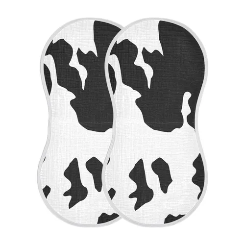 Miniatura 16 de Juego de 1 paños de muselina para bebé, suaves y absorbentes, con estampado de vaca, baberos, toalla facial para niños recién nacidos, 22 x 11 Vaca