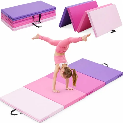 Miniatura 9 de Colchoneta de gimnasia, 3 x 6 pies, 4 x 8 pies, 2 pulgadas de grosor, plegable, para niños, para gimnasio en casa, ejercicio y juego 3x6FT-azul claro