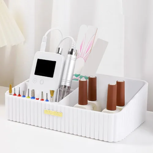 Miniatura 2 de Soporte acrílico para brocas de uñas con 10 agujeros, soporte para máquina de taladro de uñas, caja de herramientas de manicura, organizador