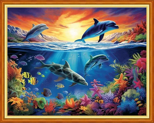 Miniatura 20 de Joyhoor Kits de punto de cruz para principiantes, suministros de punto de cruz estampados, kits de bordado de costura preimpresión para adultos