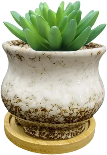 Miniatura 73 de Bonita maceta circular de cerámica para decoración del hogar y jardín, suculentas, cactus, maceta no incluida (azul, 3.19 pulgadas)
