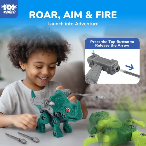 Miniatura 6 de TOY Life Paquete de 3 juguetes de dinosaurio desmontables para niños de 3, 5, 7 años, juguete de dinosaurio con taladro eléctrico, regalos