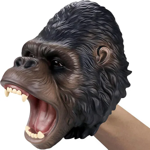 Gemini&Genius Gorilla - Marioneta de mano para niños, piscina, playa, juguetes de baño, goma suave, realista, juego de rol, figura de acción de