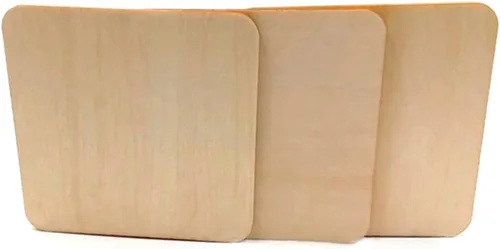 Miniatura 2 de TEHAUX 50 piezas de 1.575 in de madera natural rebanadas cuadradas DIY piezas planas para decoración de manualidades