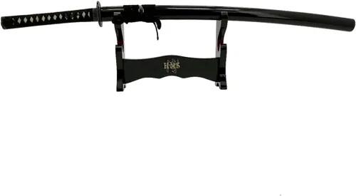 Miniatura 5 de Pie de mesa de madera negra laqueada Handmade Sword, para espadas katana o wakizashi, de lujo, cuadro titular de la visualización