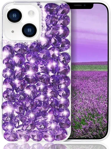Miniatura 12 de Funda de lujo con pedrería para iPhone 15, funda de teléfono con purpurina 3D brillante y diamantes, color negro