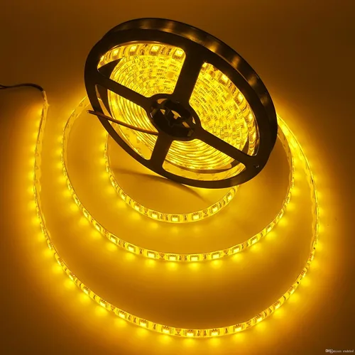 Miniatura 4 de Tira de luces LED impermeable amarilla, 16 pies/5m SMD5050 300 LEDs DC12V cinta LED flexible y cortable (sin adaptador/enchufe de 12V)