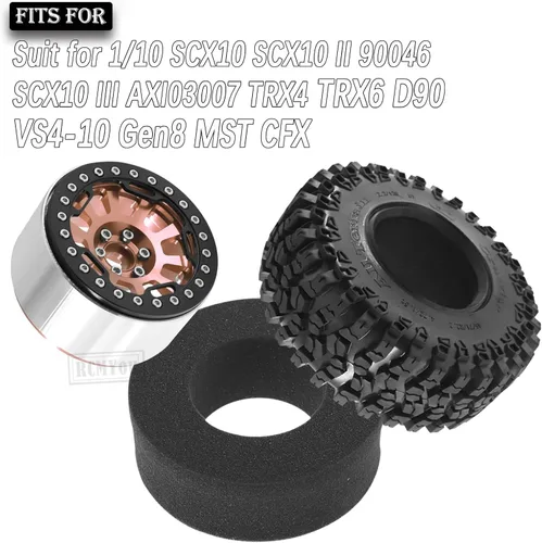 Miniatura 2 de Rc Llantas y neumáticos de 2.2 pulgadas para 1/10 SCX10 SCX10 II 90046 SCX10 III AXI03007 TRX4 TRX6 D90 VS4-10 Gen8 MST CFX, RC Crawler Car 4 piezas
