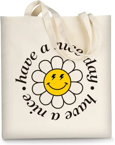 Miniatura 20 de Bolsa de lona AUSVKAI estética para mujer, lindas bolsas de tela reutilizables de algodón para compras, playa, comestibles