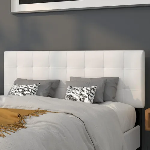 Miniatura 19 de BizChair Cabecero tapizado acolchado de tamaño matrimonial en tela negra Negro
