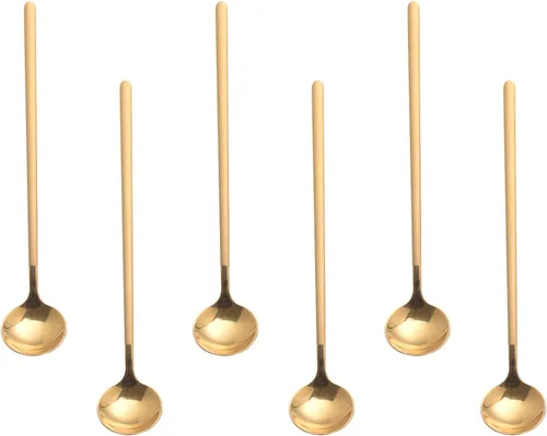 Miniatura 17 de 6 cucharas de café negras, cucharas de café espresso de acero inoxidable 18/8, mini cuchara de té Vogue de 5.2 pulgadas, cuchara pequeña agitadora