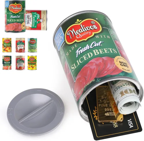 Miniatura 18 de Caja de seguridad falsa con forma de lata, perfecta para ocultar almacenamiento, llave, efectivo, joyas, tarjeta (1- Estilo francés de judías verdes)